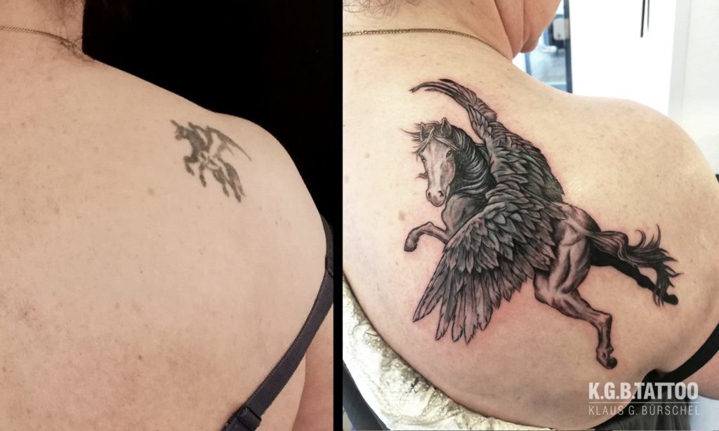 Cover up/backpiece, first session.  Schönes Wochenende!